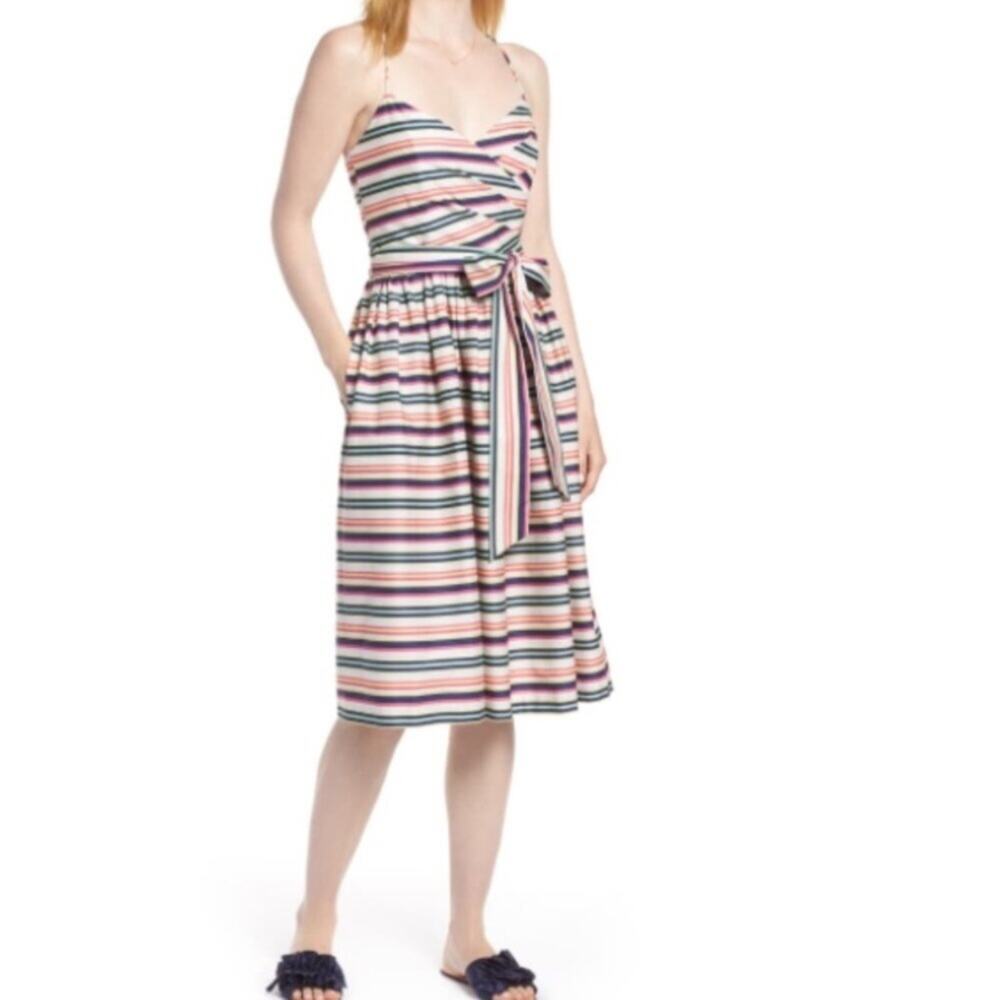 NWT 1901 colorful striped midi fit and flare dress